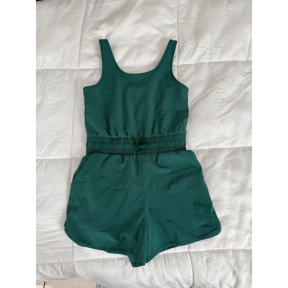 Abercrombie Kids YPB Girls 9/10 Green Active Romper Athletic Stretch Pockets